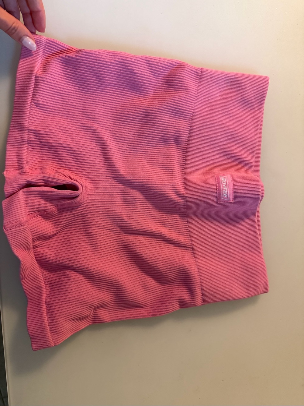 Seamless Pink Ribbed Sports Bra Top
